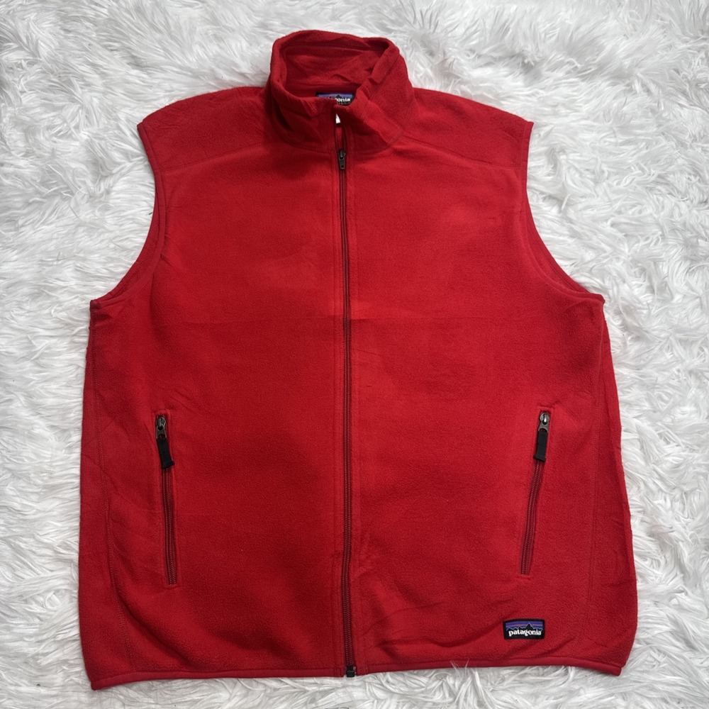 Vintage Patagonia Synchilla Vest Men's Large L Red Color Y2K 2000's Full Zip
